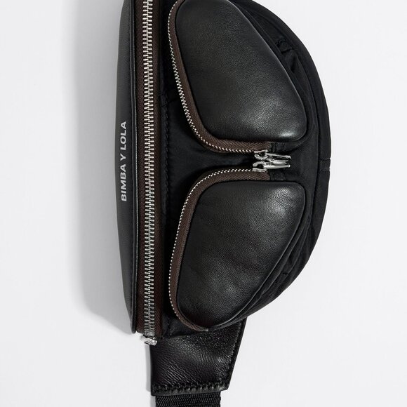 Bimba y Lola 🇪🇸 Black Leather Bumbag / Belt Bag BNWT - Picture 6 of 9